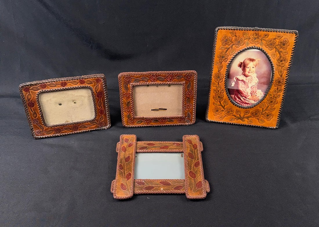 Vintage Leather Cowboy Picture Frames: Nice grouping
