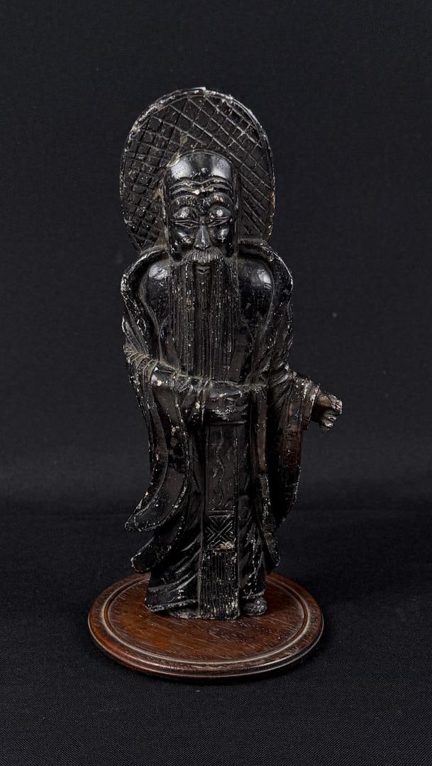 Chinese Carved Soapstone Wiseman Figure: 8 3/4" by 4 1/8" by 4"