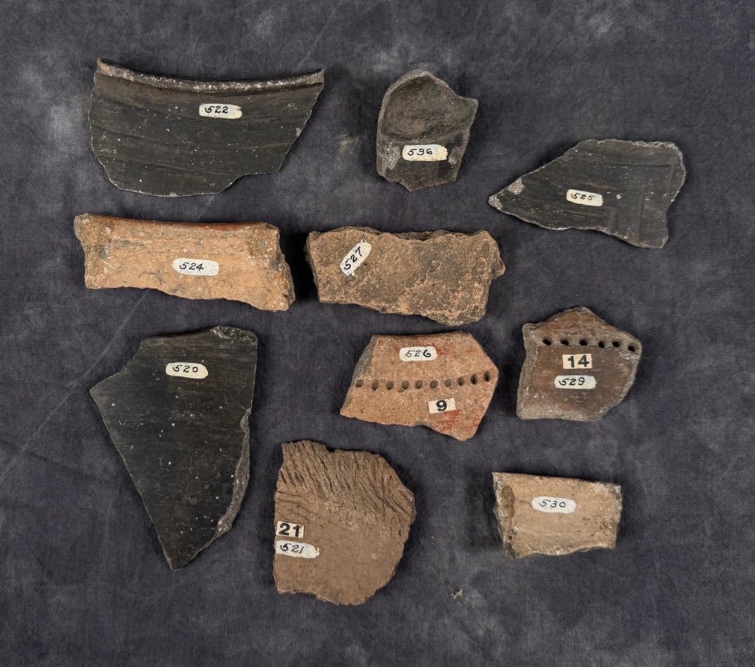 Ancient Moundville Native American Pot Fragments: Nice grouping
