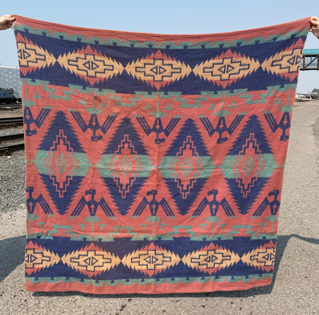 Beacon Mills Native American Pattern Camp Blanket: 68" by 68".