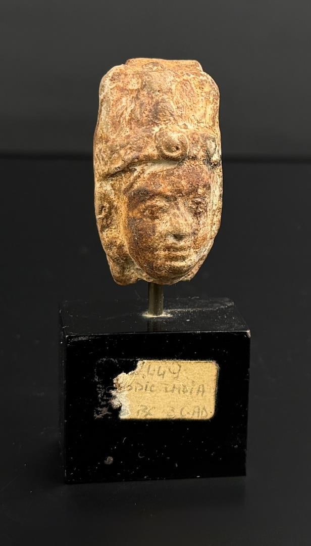 Tang Dynasty China Stone Head of a Bodhisattva: 3 1/4" by 1 1/2" by 1 1/4" on stand.