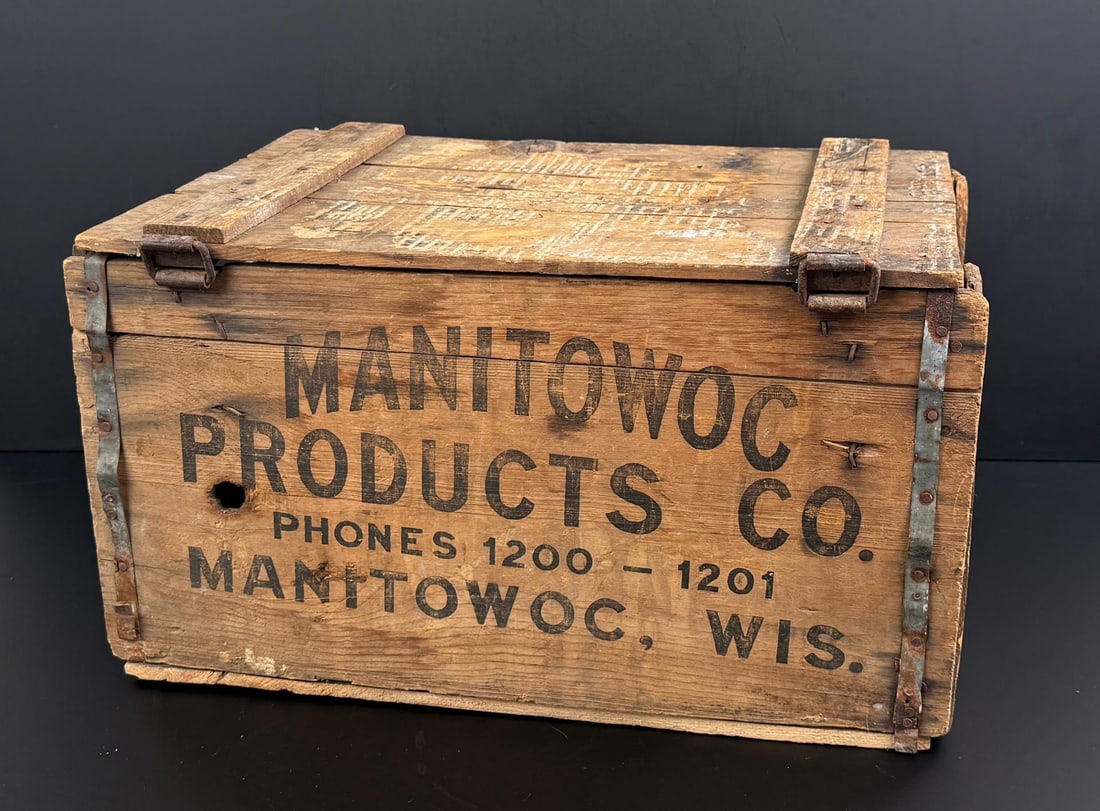 Manitowoc Products Wisconsin Wood Shipping Crate: 19 1/4" by 13" by 11"