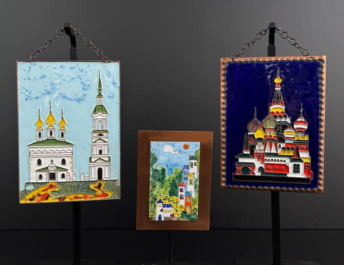 Russian Enamel Copper Plaques: Nice grouping