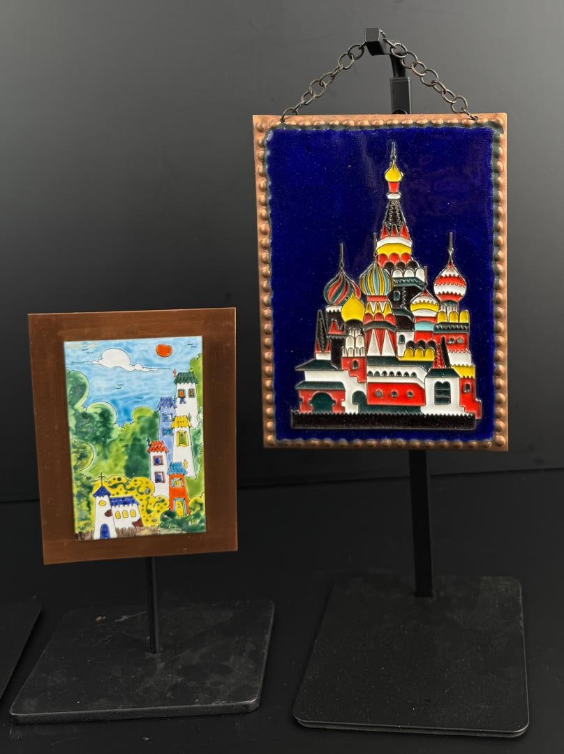 Russian Enamel Copper Plaques - 2