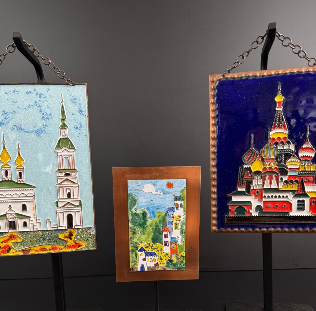 Russian Enamel Copper Plaques - 3