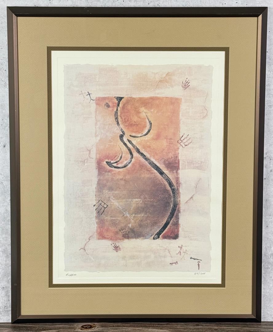 Carol McLaughlin Kortnik Cave Painting Lithograph: 22" by 27 1/2" framed.