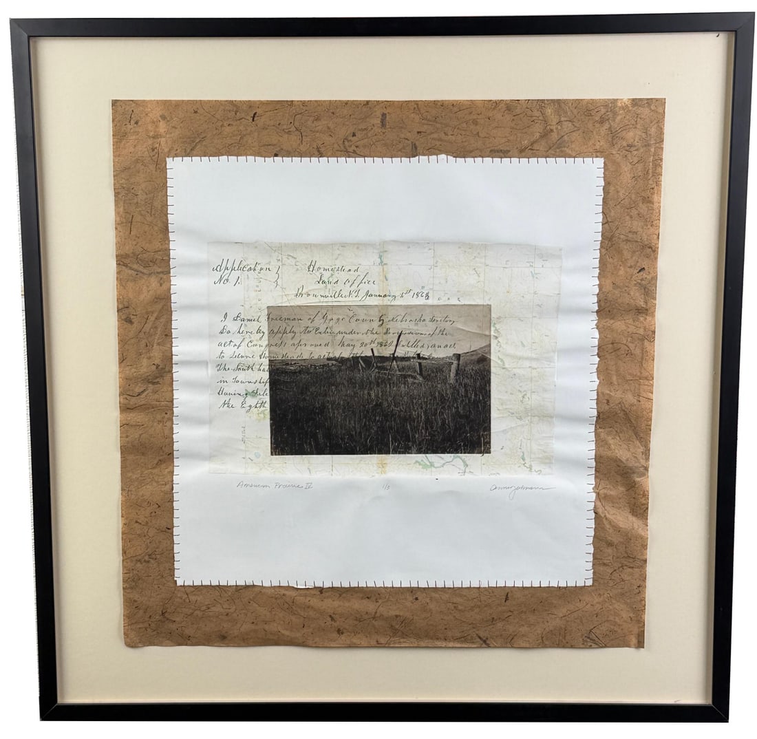 Dennis Johnson American Prairie IV Print: 31" by 31 1/4" framed.