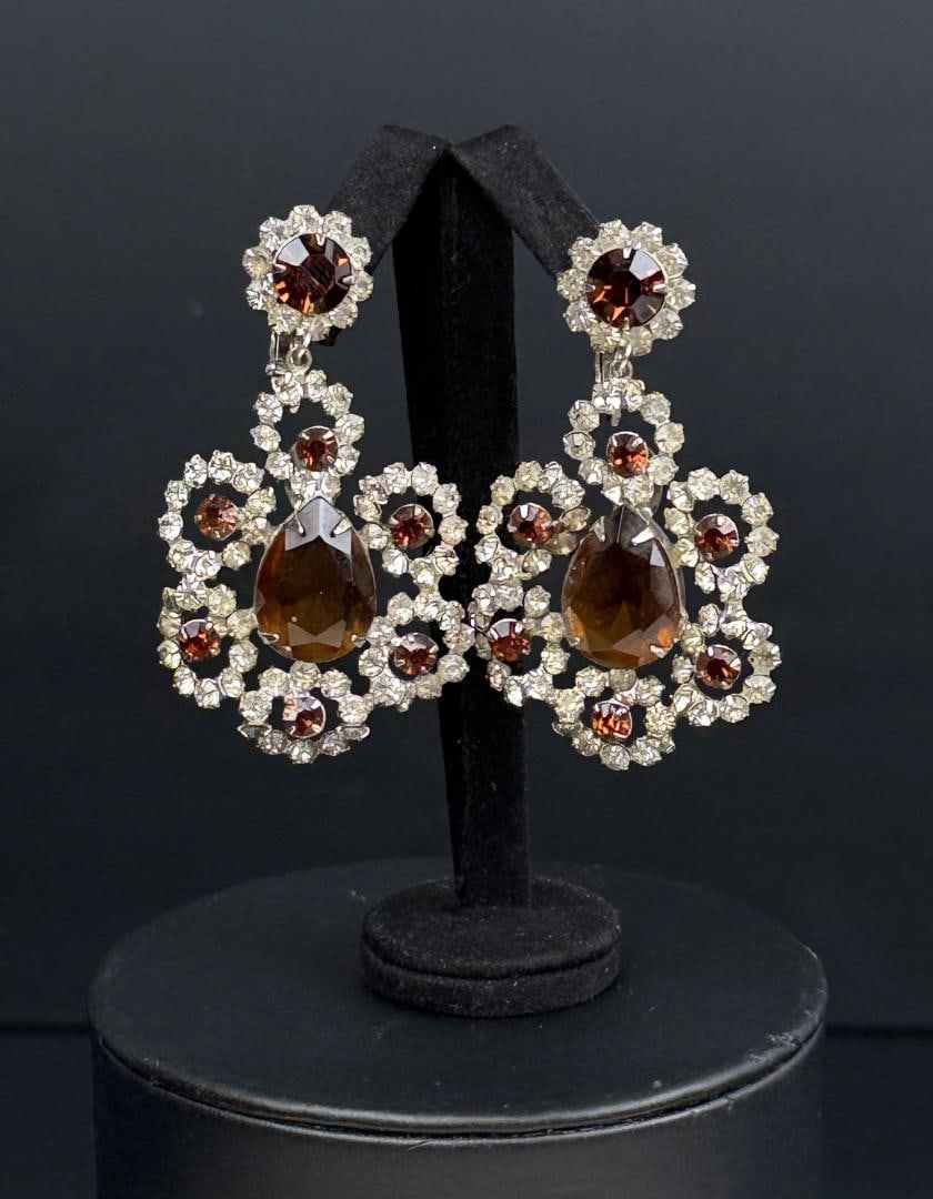 Kenneth Jay Lane Rhinestone Chandelier Earrings: 2 1/4" long.