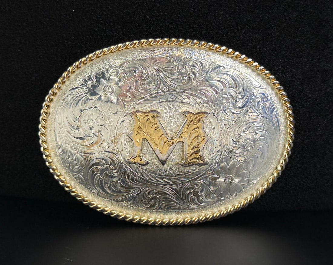 Montana Silversmiths Cowboy Belt Buckle: 2 5/8" by 3 5/8".