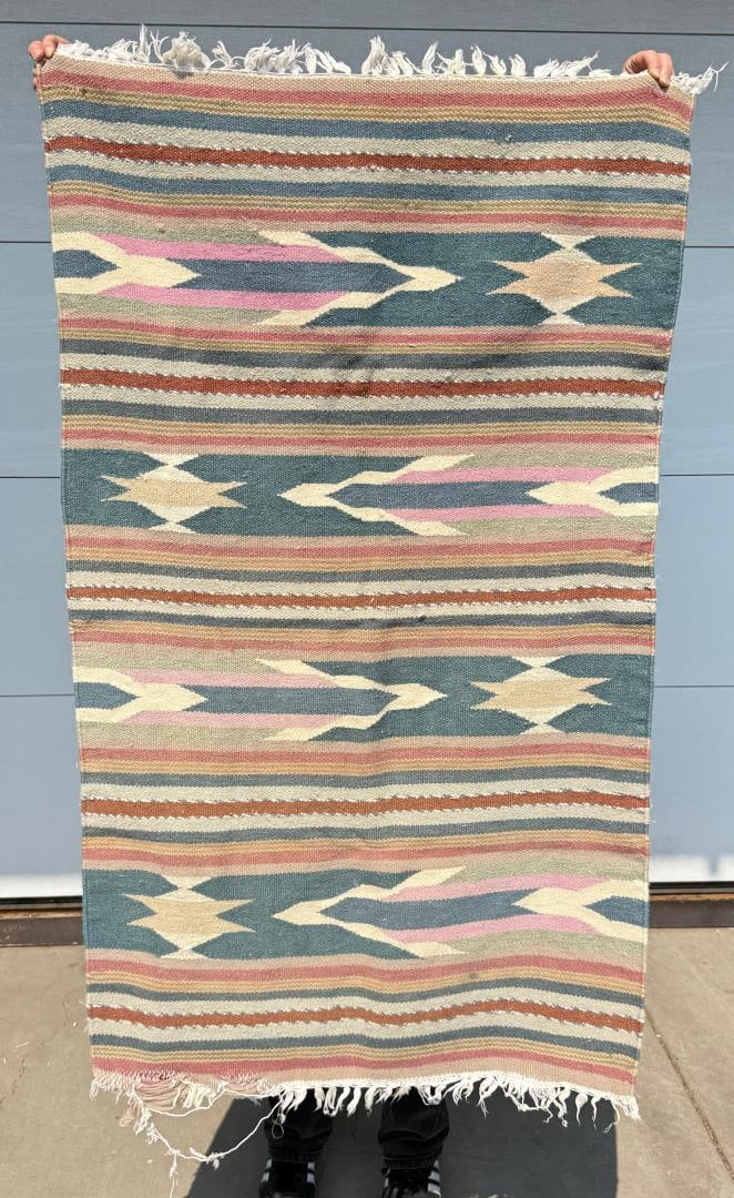 Mexican Saddle Blanket Rug: 32 1/2" by 55"