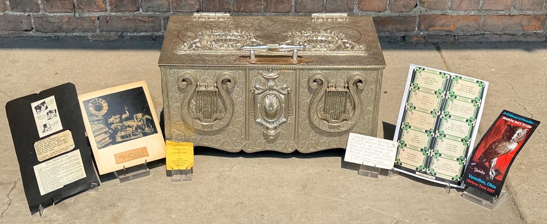 Zimbalist Silver Plated Casket 40 Tune Music Box: 23" by 11 1/2" by 11 1/2". Tested and working.