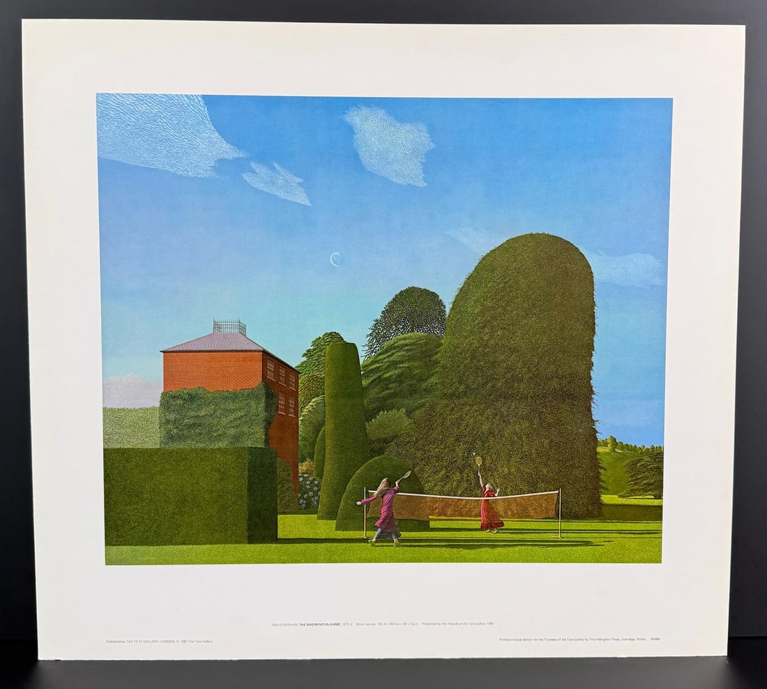 David Inshaw The Badminton Game Print: Trustees of the Tate Gallery. 22 1/2" by 25"