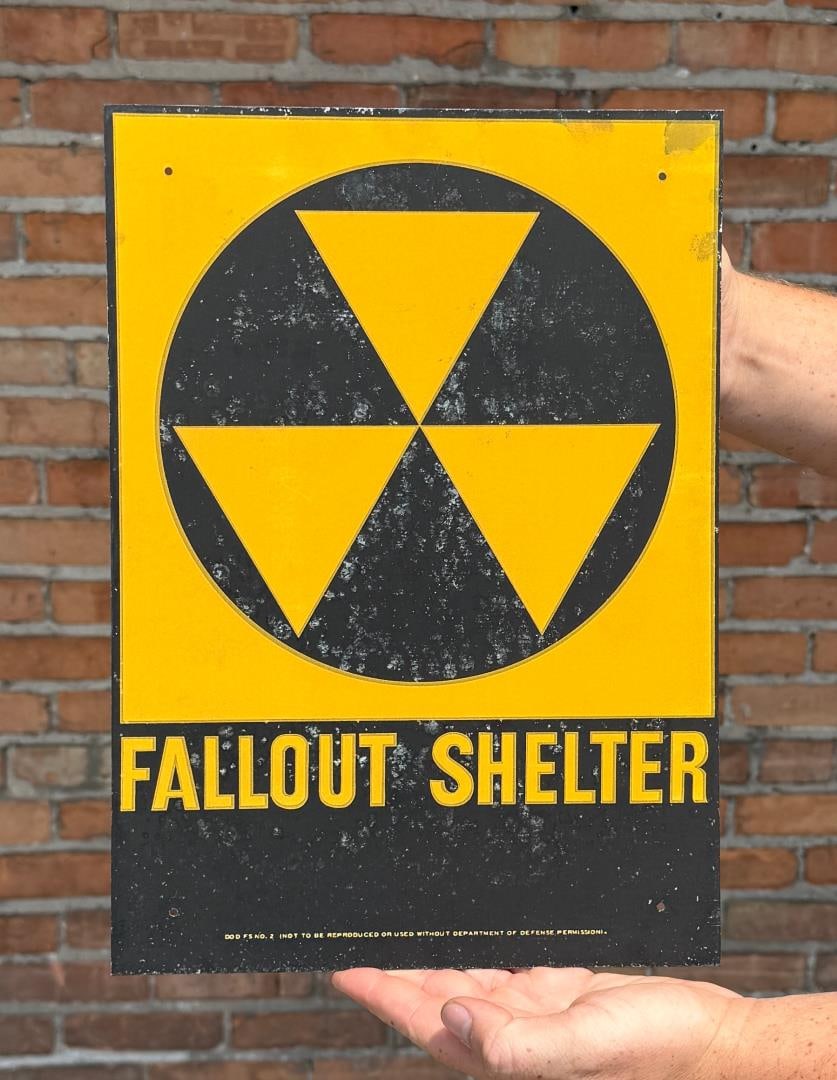 US Department of Defense Fallout Shelter Sign: Vietnam War. 1963. Original. 10" by 14".
