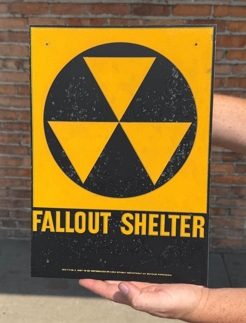 US Department of Defense Fallout Shelter Sign: Vietnam War. 1963. Original. 10" by 14".