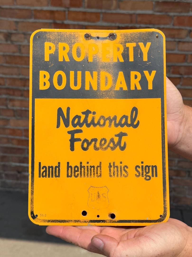 USFS US Forest Service Property Boundary Sign: 7" by 10".