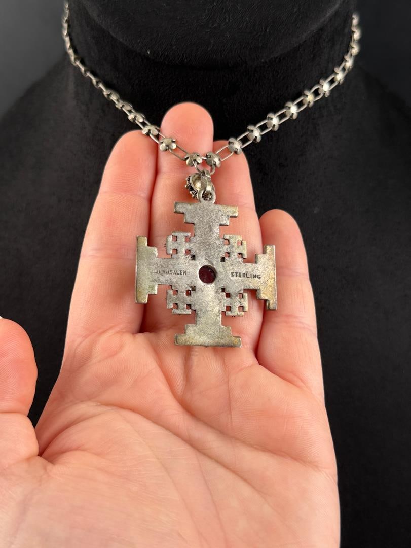 Jerusalem Amethyst Sterling Silver Cross - 3