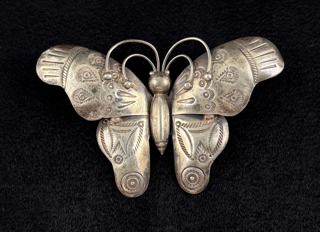 Navajo Sterling Silver Butterfly Brooch: 17.76 grams. 3 1/8" by 2" by 3/8"