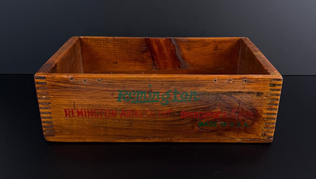 Remington Express Shell Crate Box: 14 1/2" by 9 1/2" by 4 1/2". Has been varnished