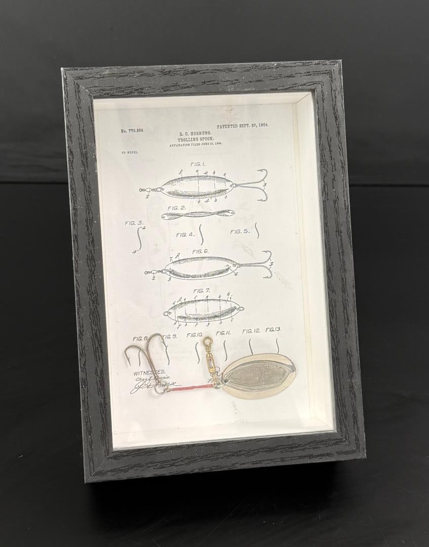 B.C. Hornung Trolling Spoon Fishing Lure: Nice example in frame.