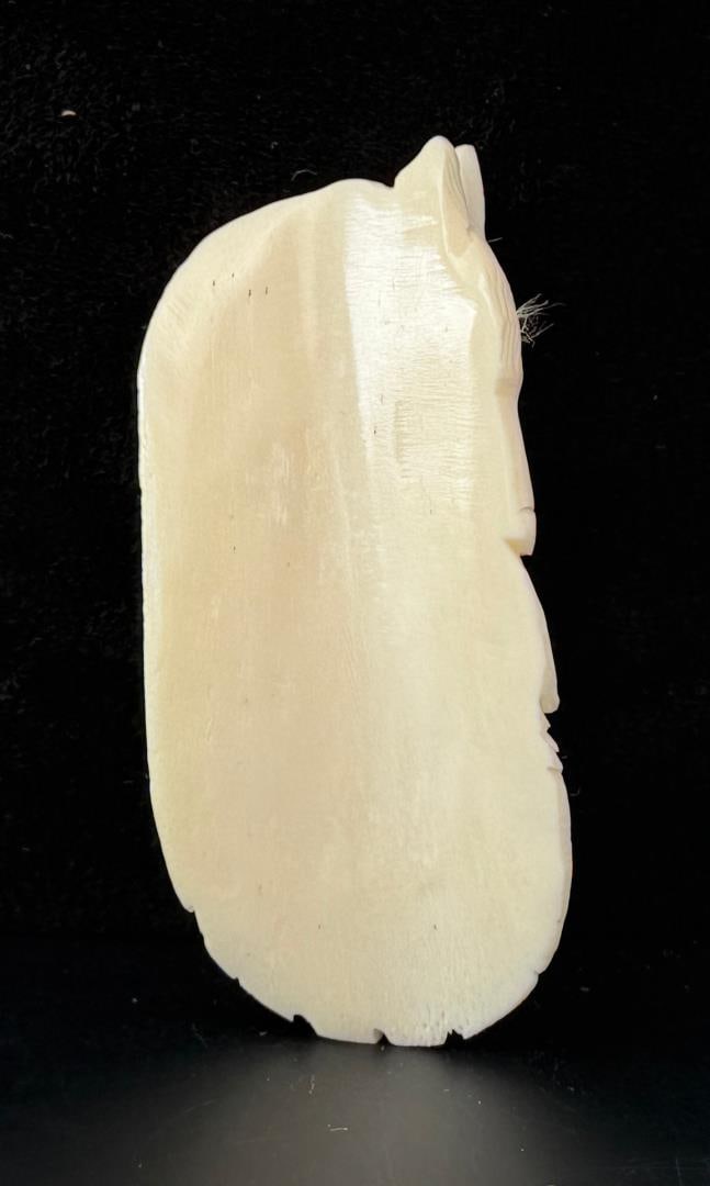 Carved Bone Wolf Bear Eagle Medallion - 2