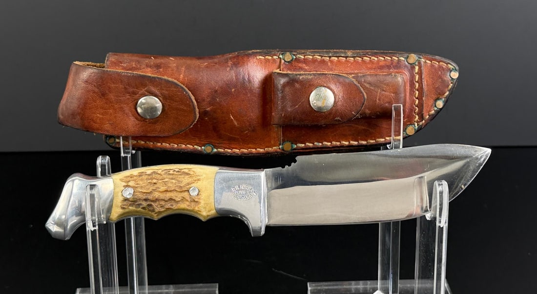 Rudy RH Ruana Bonner Montana Knife 28CD: Scarce knife, M Stamped. 9 1/2" long.