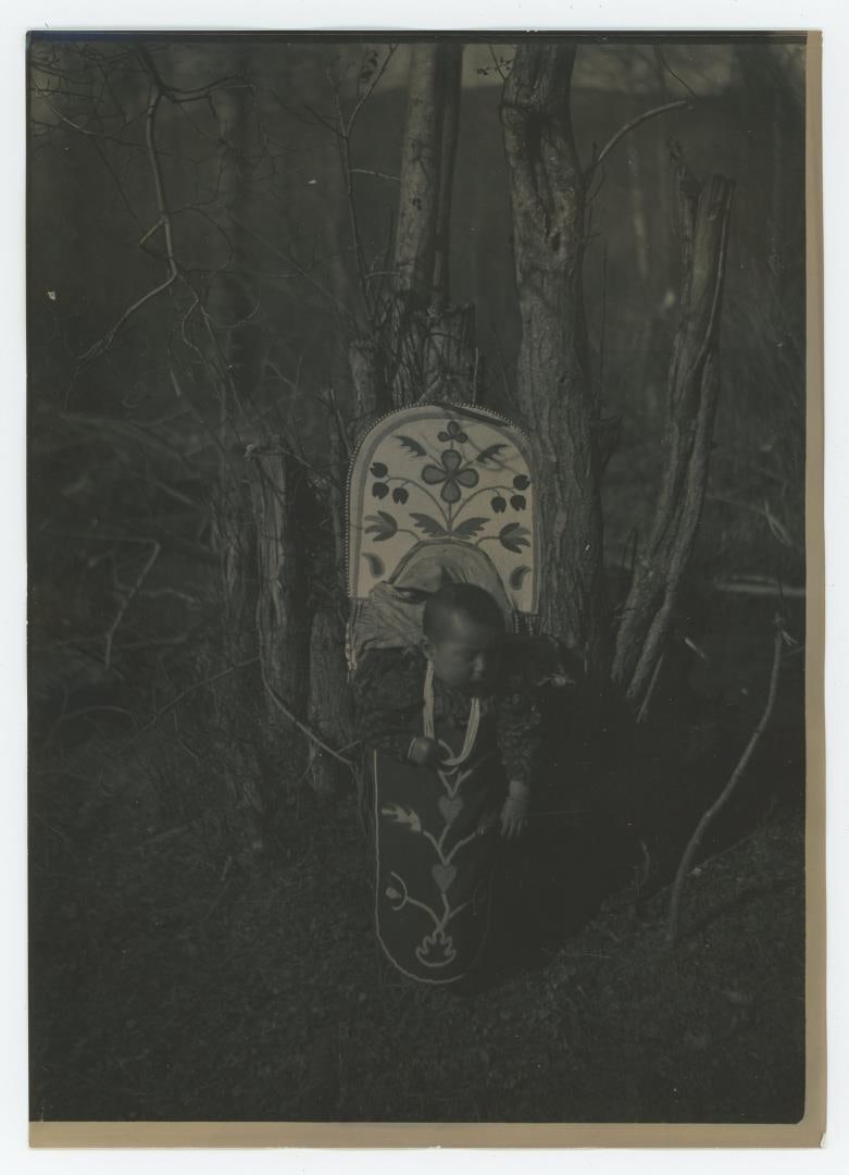 Edward Boos Flathead Indian Montana Photo: 5" by 7". Subject is Rosalea daughter of Isabelle. Boos' Flathead Reservation portraits document particularly insightful details regarding the lifestyle, possessions, and landscapes of tribal members 