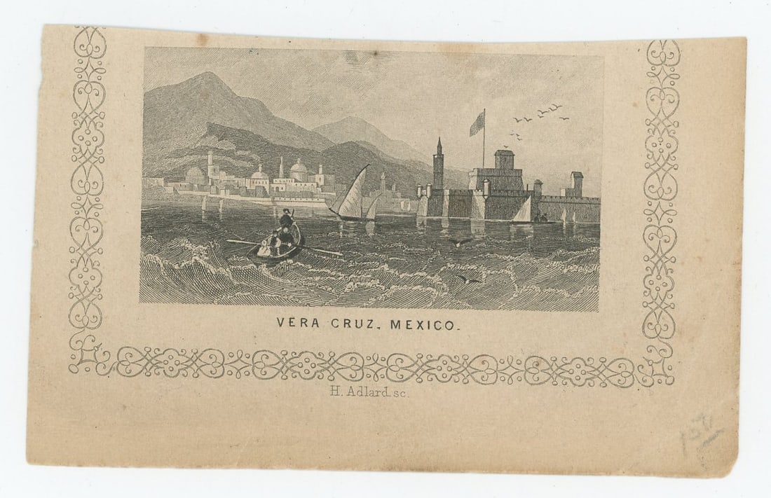 Vera Cruz Mexico H. Adlard Engraving: 2 1/2" by 4"