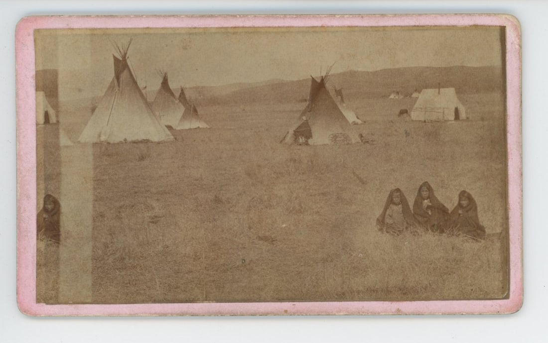 W.R. Cross Dakota Territory Indian Camp CDV Photo: Little Eagles Camp.