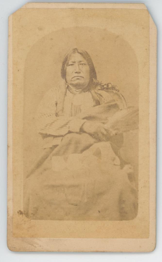 W.R. Cross Spotted Tail Indian Warrior CDV Photo: Spotted Tail was a Sichangu Lakota tribal chief. Famed as a great warrior since his youth, warring on Ute, Pawnee and Absaroke ('Crow'), and having taken a leading part in the Grattan Massacre, he led