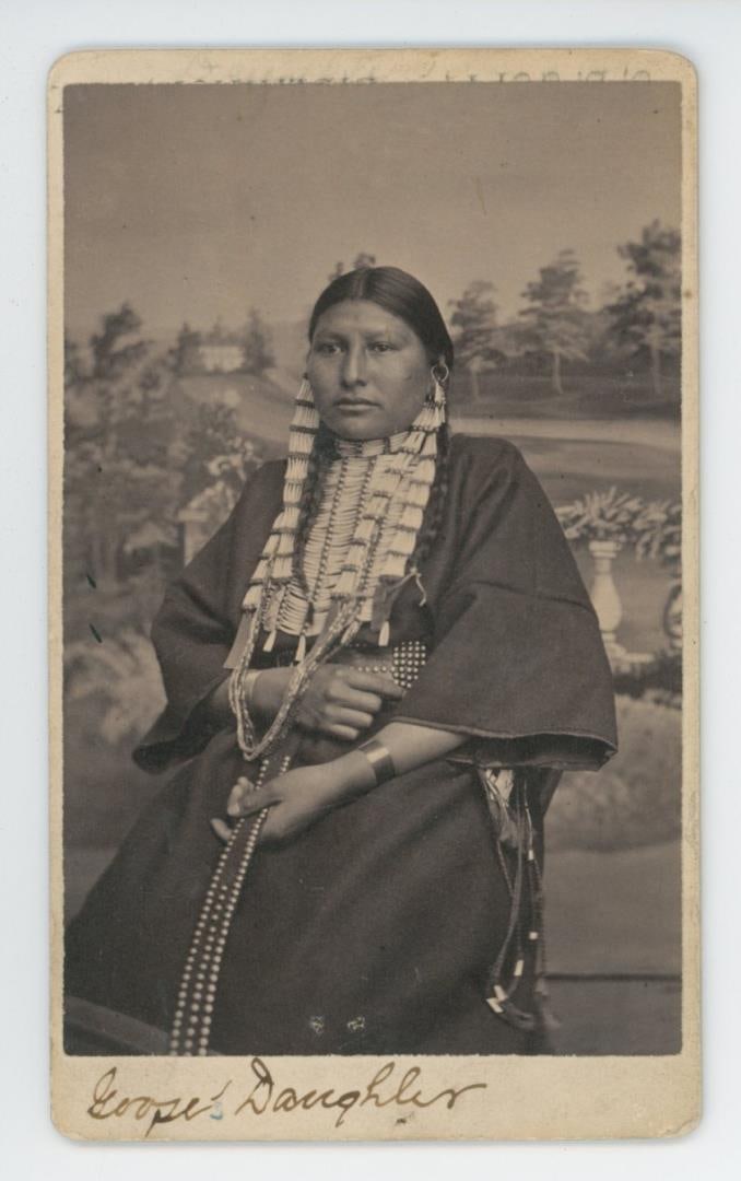 W.R. Cross Goose's Daughter Indian CDV Photo: Chief Drifting Goose (c. 1821-1909), also known by his Lakota name Magabobdu, was the prominent 45-year leader of the Hunkpati band of the Lower Yanktonai Dakota.