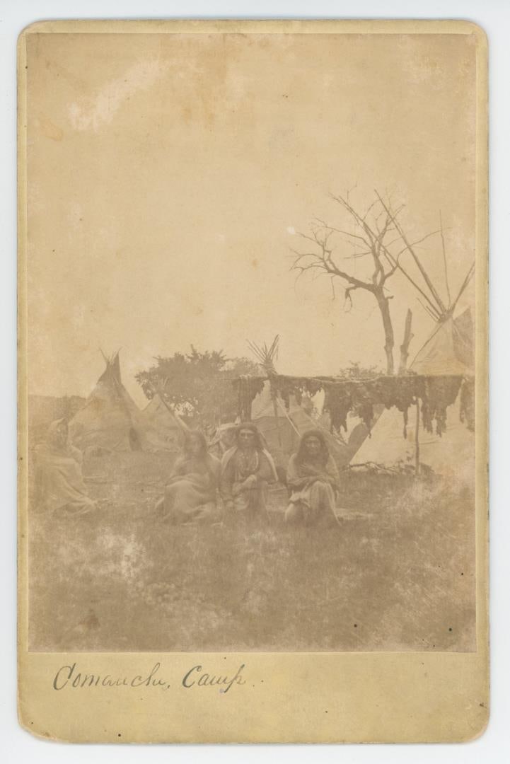 W.S. Soule Fort Sill Indian Territory Photo: Comanche Camp. 4 1/4" by 6 1/2".
