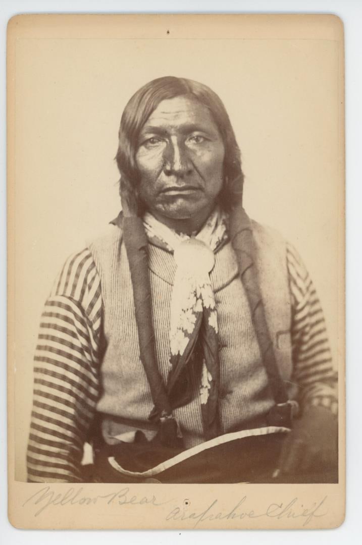 Soule Yellow Bear Arapaho Chief Indian Photo: Photographer is W.S. Soule. 4 1/4" by 6 1/2".