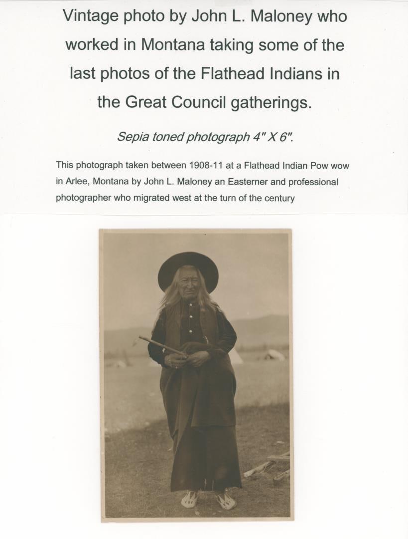 John Maloney Montana Flathead Indian Photo: 4" by 6".