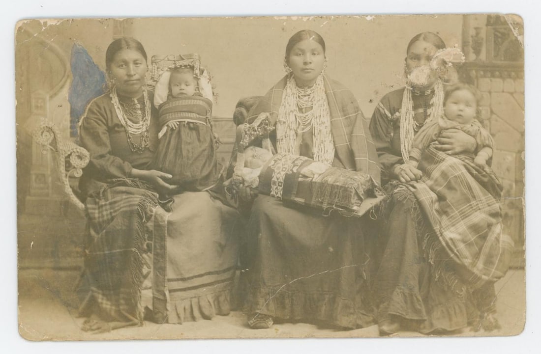Osage Indian Maidens RPPC Postcard: Identified as Decora, Mrs. Cloud, Mrs. Johnson.