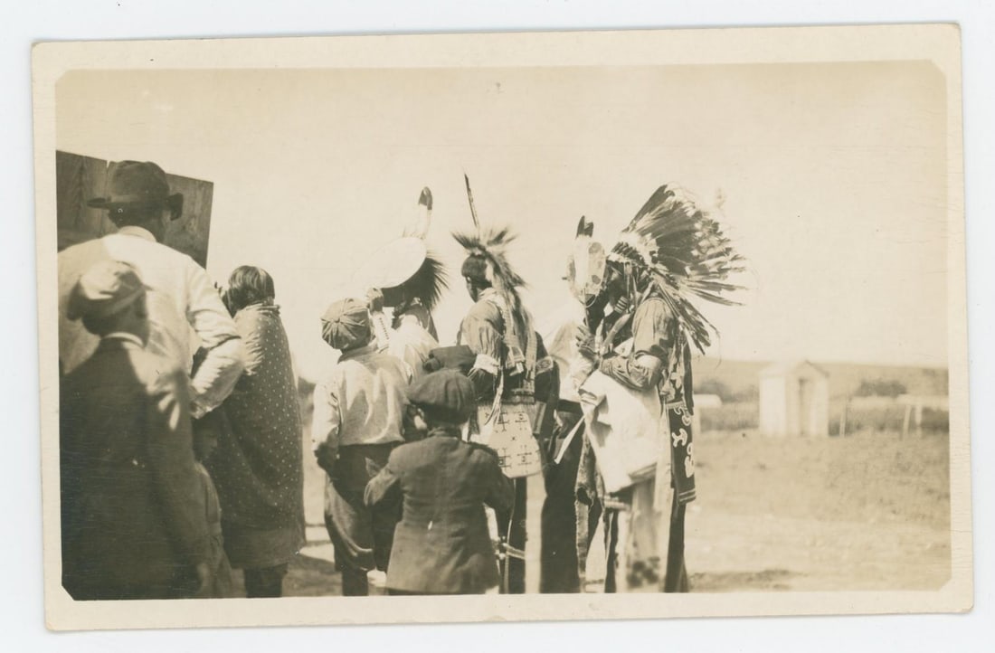 Osage Indian War Dancers RPPC Postcard: Nice example