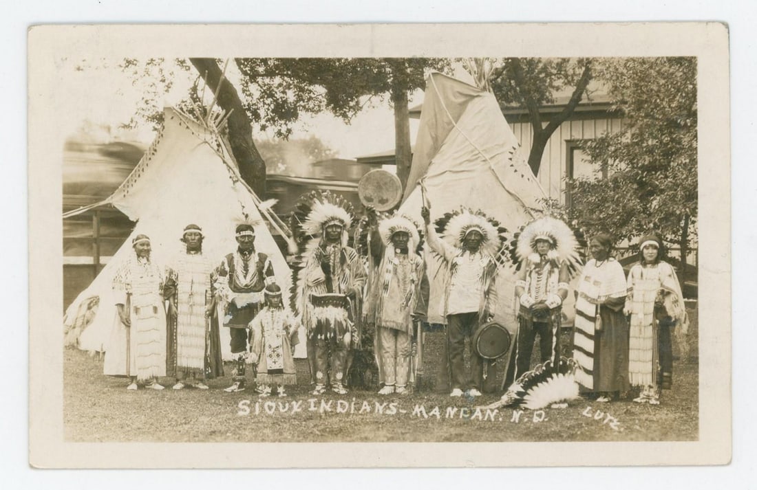 Sioux Indians Mandan North Dakota RPPC Postcard: Nice image.