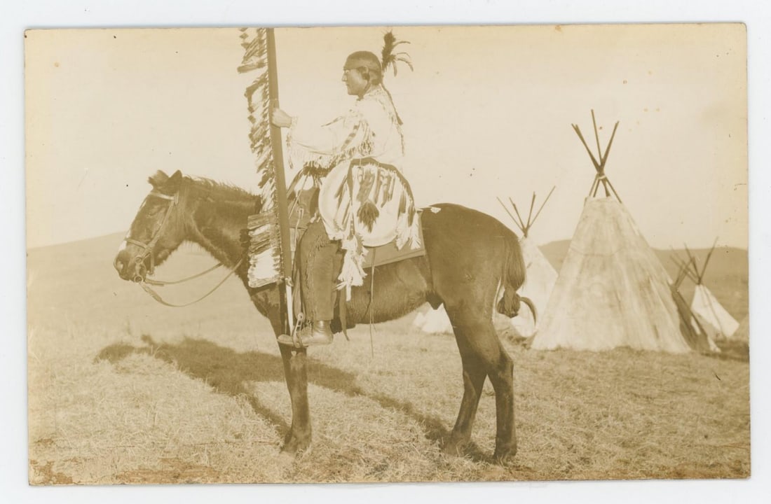 Indian Warrior RPPC Postcard: Unidentified.
