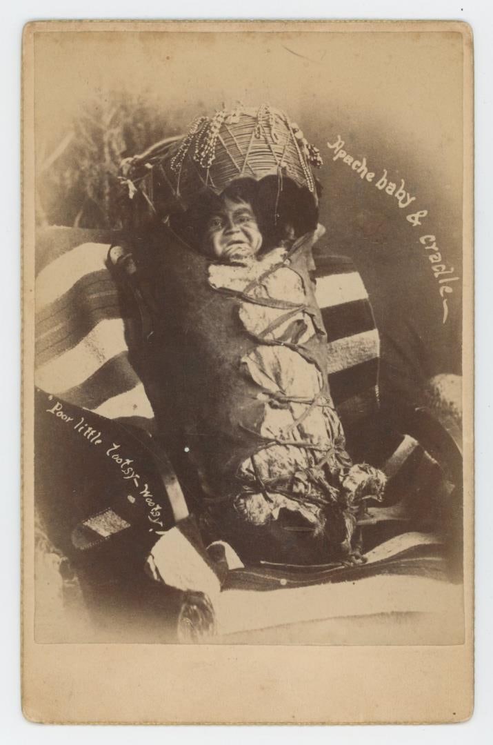 D.A. Markey Apache Indian Baby Photo: Dated 1887. 4 1/4" by 6 1/2". Fort Grant Arizona