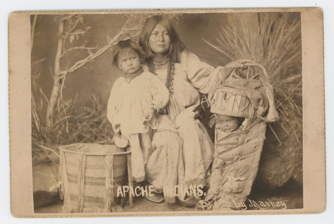 D.A. Markey Apache Indian Photo: Dated 1887. 4 1/4" by 6 1/2". Fort Grant Arizona