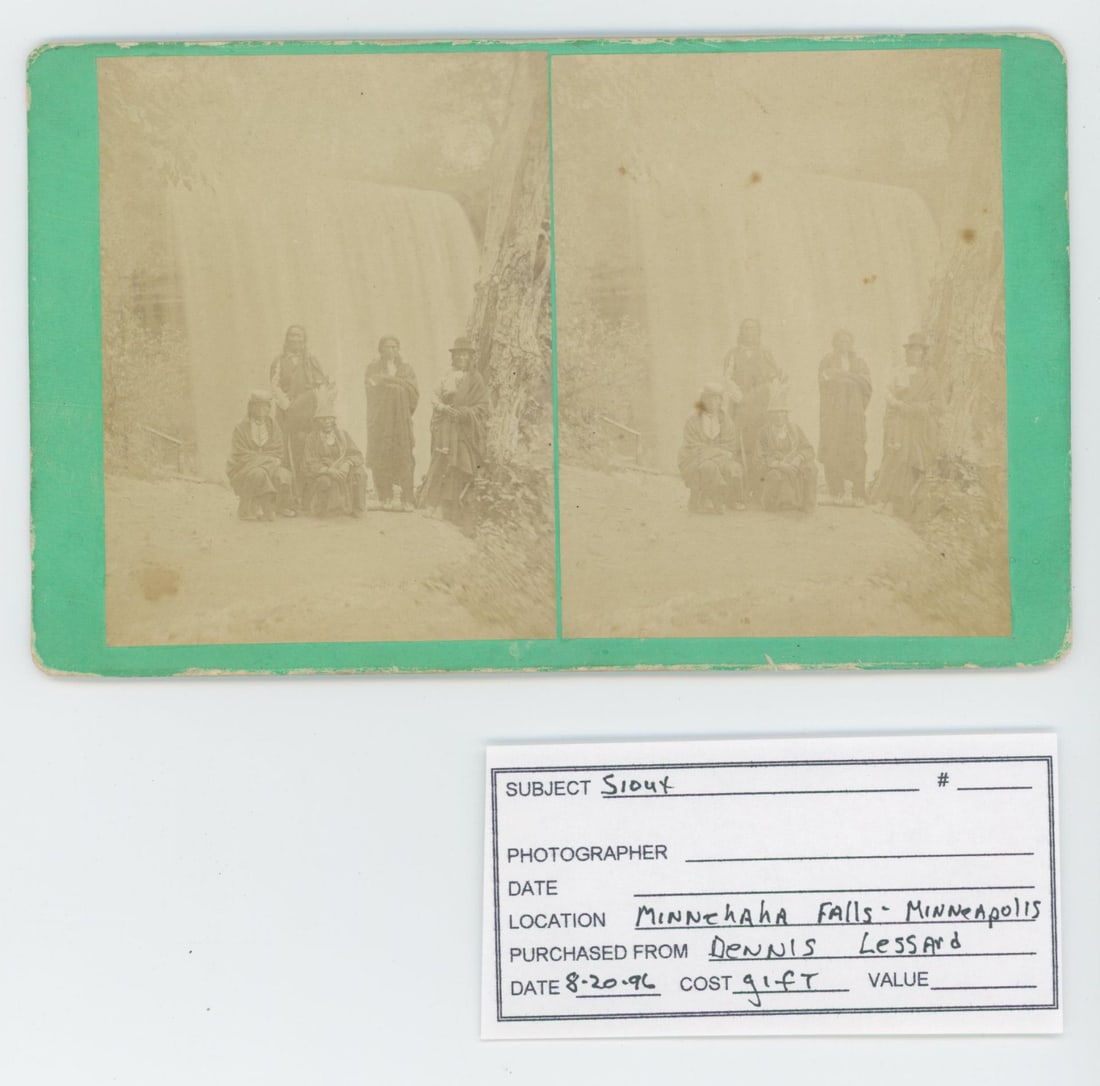 Minnehaha Falls Minnesota Indian Stereoview (1 of 3)