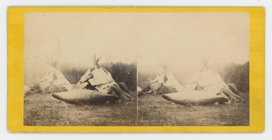 Chippewa Indian Wigwams Stereoview (1 of 3)