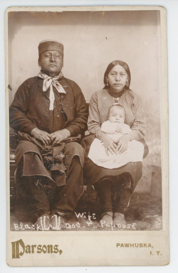 G.W. Parsons Osage Oklahoma Territory Indian Photo: Black Dog & Wife. 4 1/4" by 6 1/4"