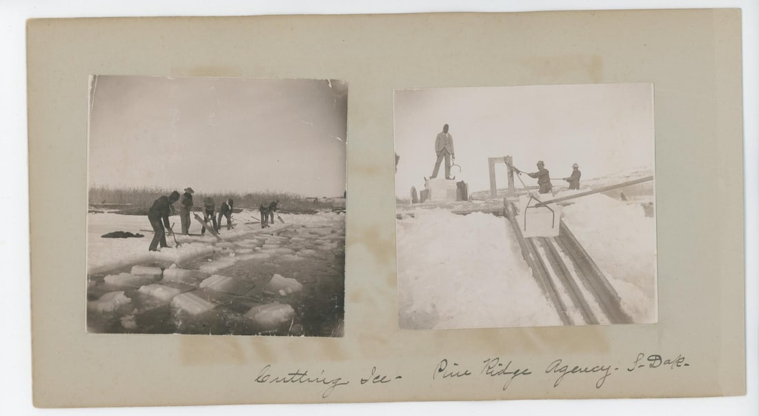 Pine Ridge Sioux Indian Agency Ice Cutting Photo: 6" by 11"