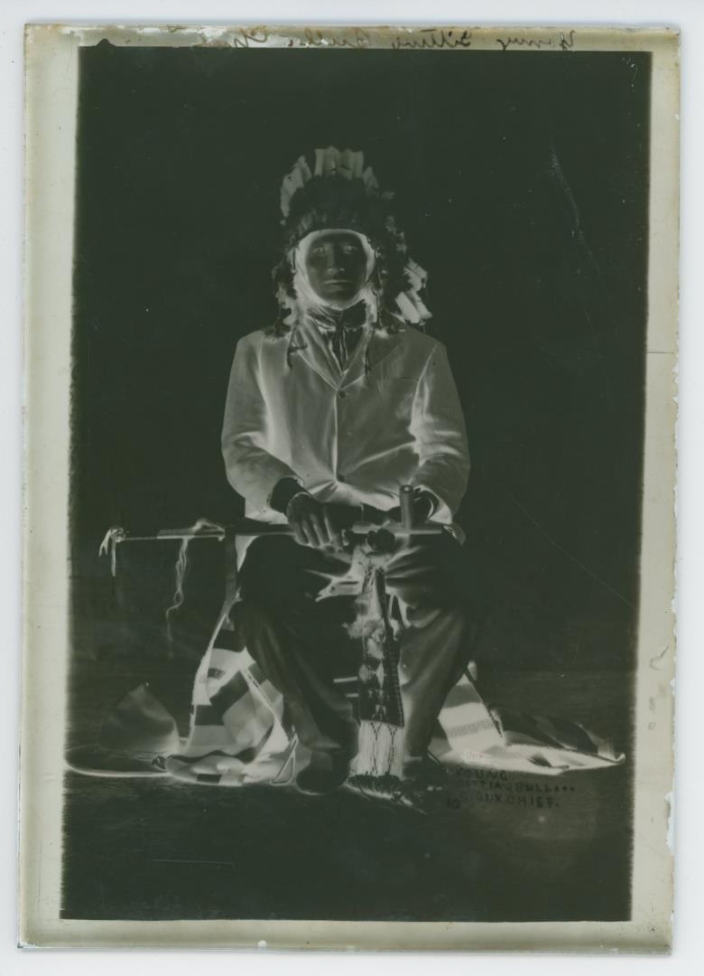 Young Sitting Bull Glass Photo Negative: 5" by 7".