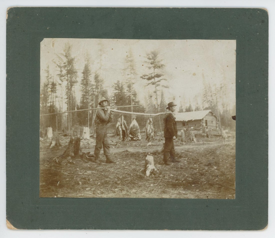 Trout Fisherman in Logging Camp Cabinet Photo: 5 1/2" by 6 1/2".