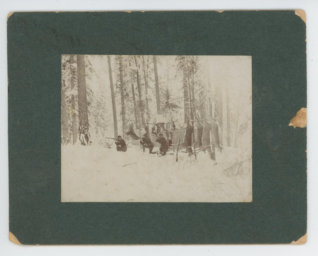 Men Shooting Deer Hunting Cabinet Photo: 4 1/4" by 5 1/2".