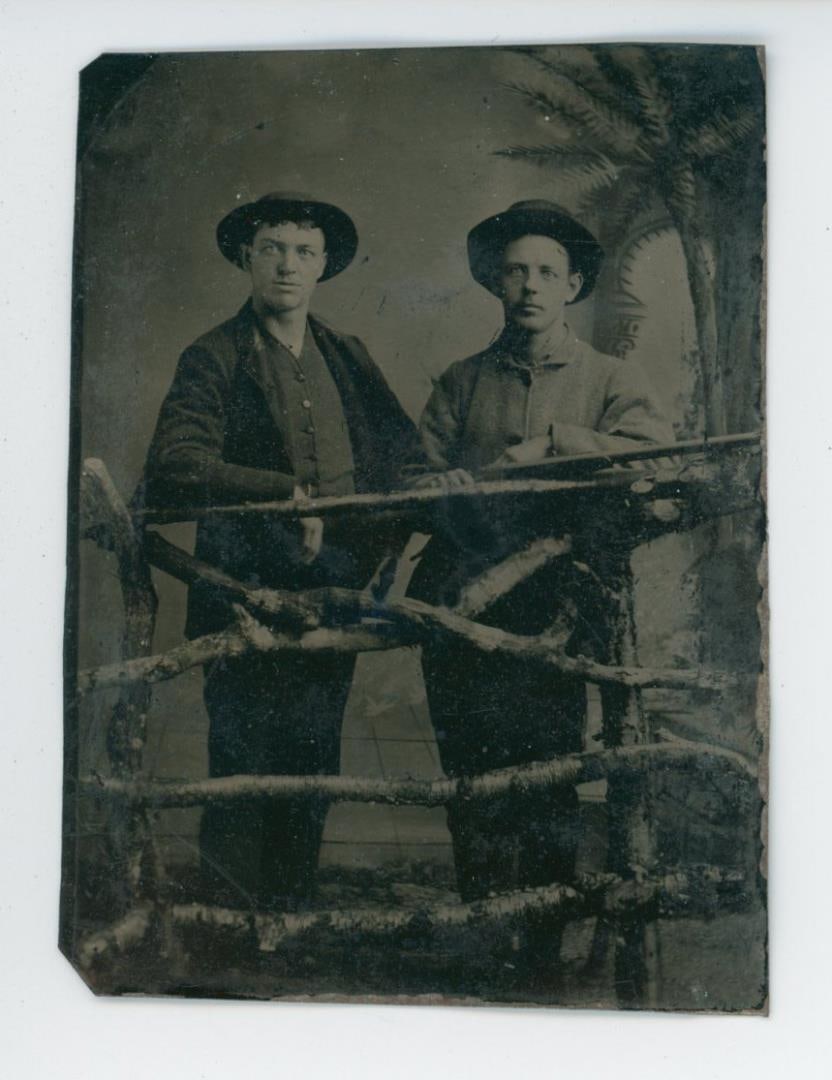 Sharps Borchardt Rifle Tintype Photo: 2 1/2" by 3 1/4".