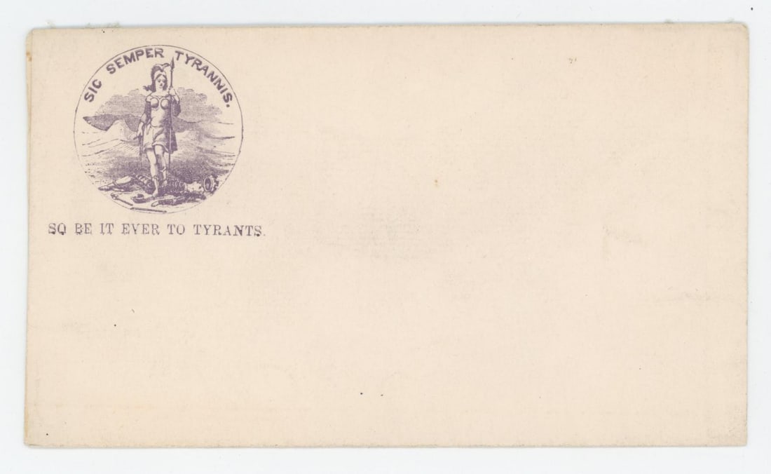 Sic Semper Tyrannis Virginia Confederate Envelope: Unposted.