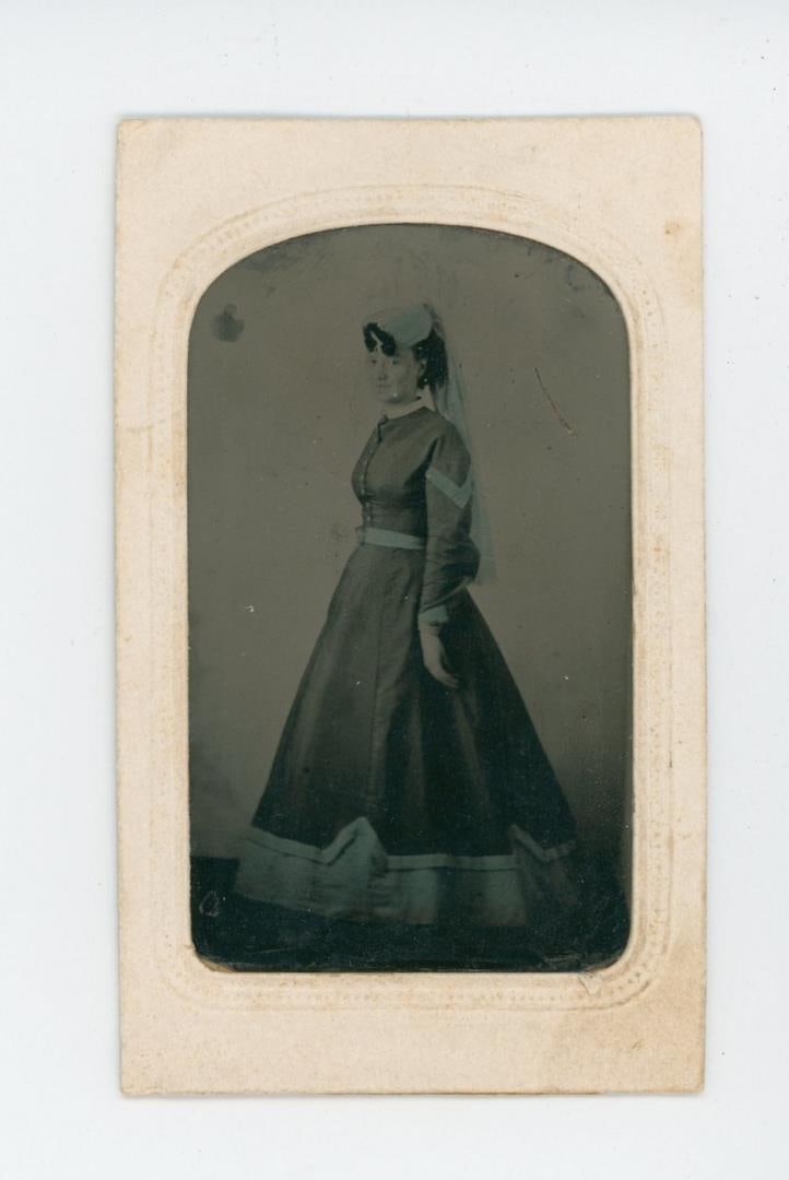 Maryland Confederate Nurse Tintype Photo: 2 1/2" by 4" in frame.