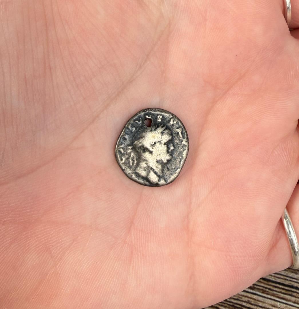 Ancient Roman Silver Denarius Coin: Holed. Denarius Vespasian Roman Imperial Coins 27 BC-476AD